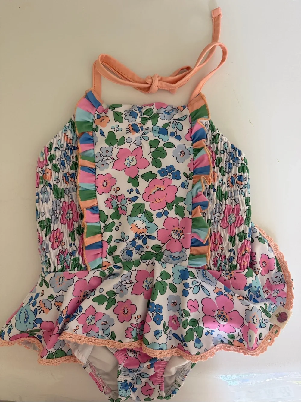 Cheeky Plum Toddlwr Floral Ruffle One-Piece Swimsuit - Pink Multi